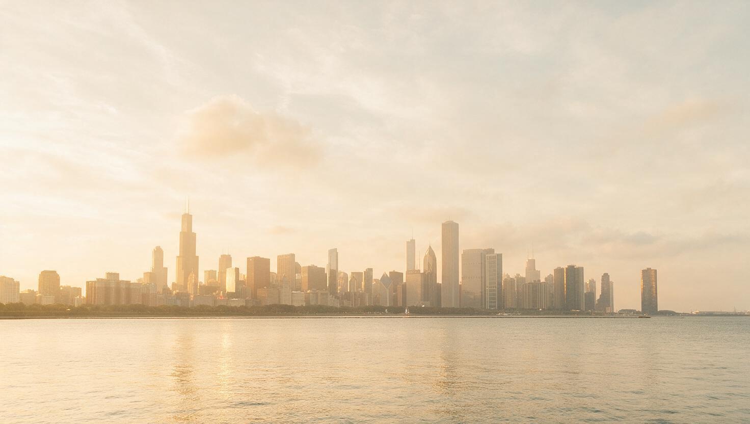 Chicago skyline at golden hour